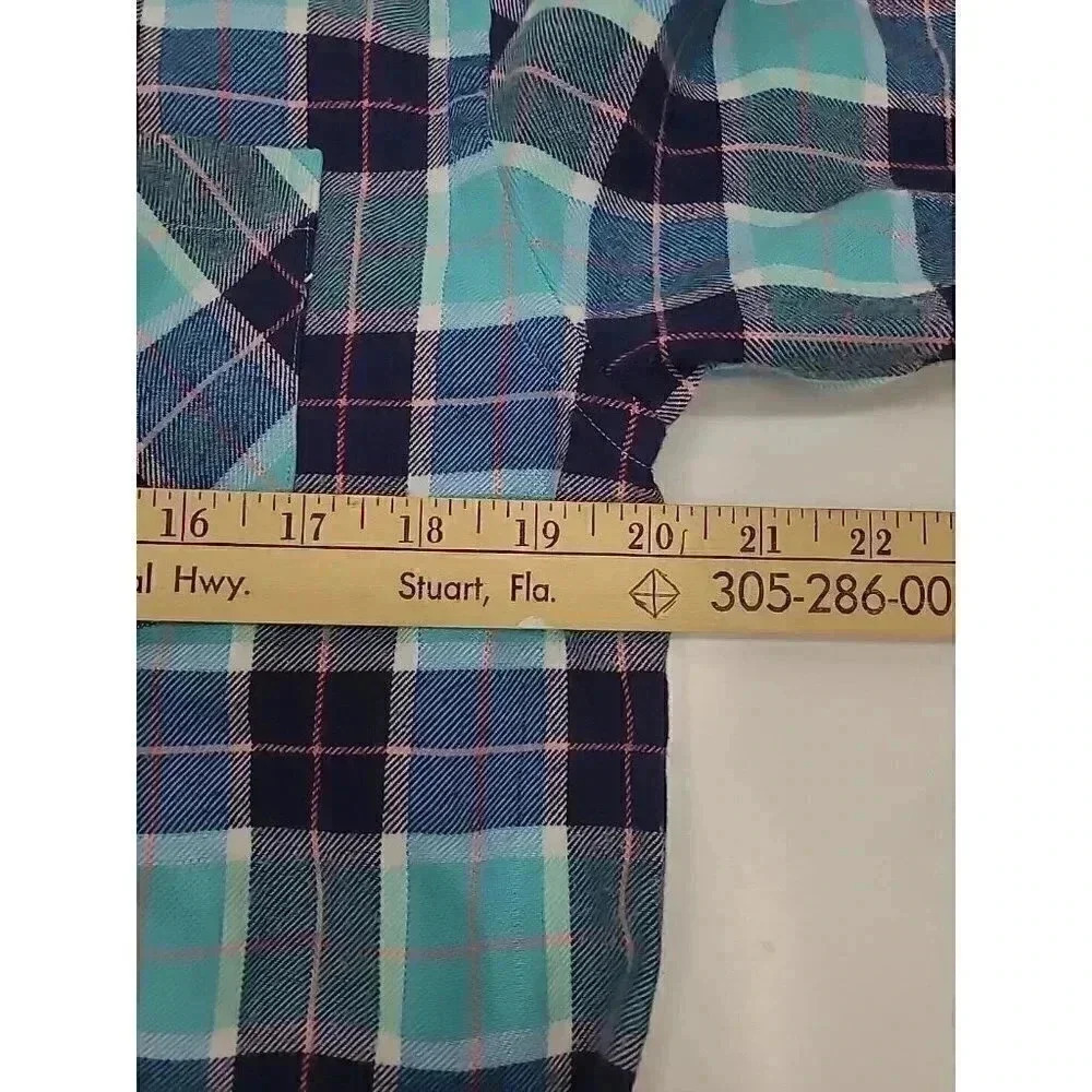 Bartholomew Flannel Collection Button Up Shirt Men's Size Medium Blue Plaid - Picture 4 of 7
